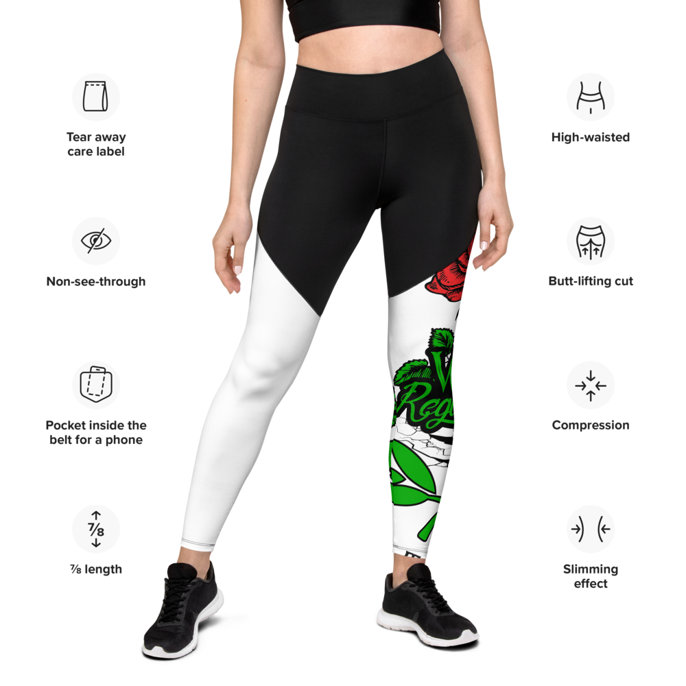Sports Leggings Win Regardless Rose Black/White