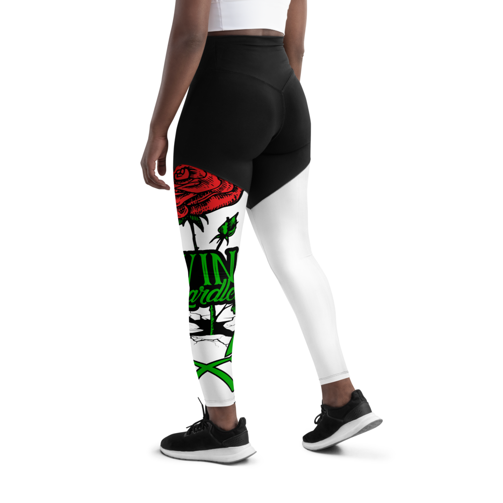 Sports Leggings Win Regardless Rose Black/White