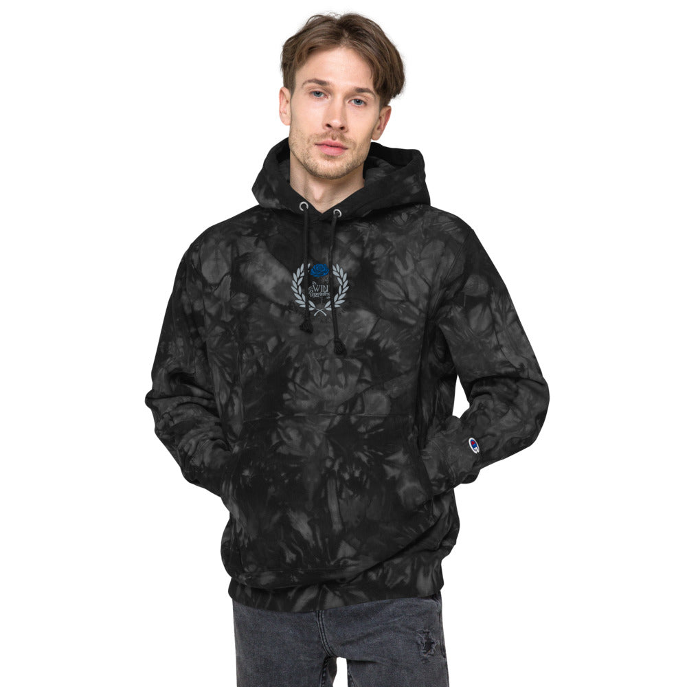 Win Regardless (blue rose) Unisex Champion tie-dye hoodie