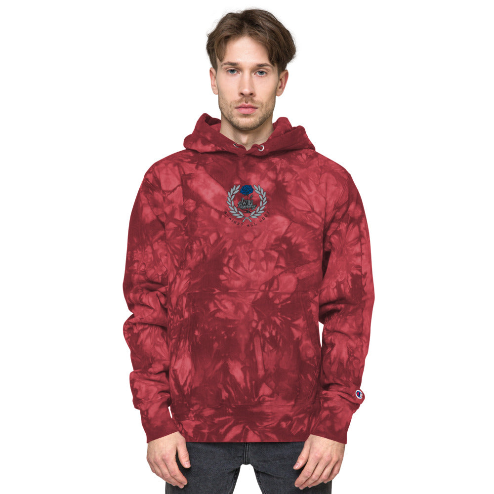Win Regardless (blue rose) Unisex Champion tie-dye hoodie