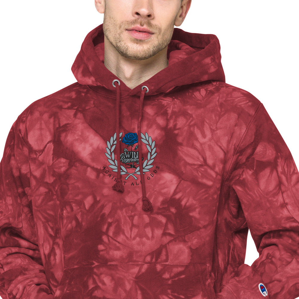 Win Regardless (blue rose) Unisex Champion tie-dye hoodie