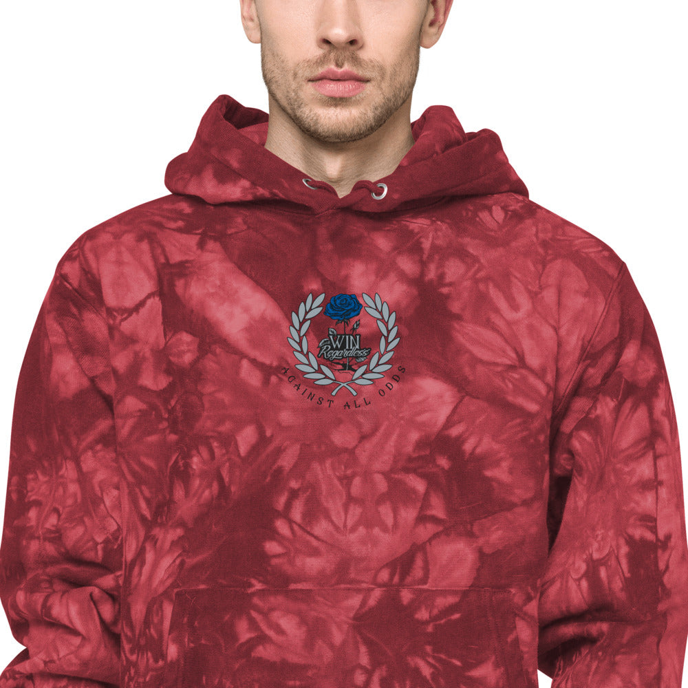 Win Regardless (blue rose) Unisex Champion tie-dye hoodie